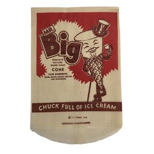 Vintage Advertising Ice Cream Bags Mr. Big Cone Wax Paper Holder Old Stock Lot 3